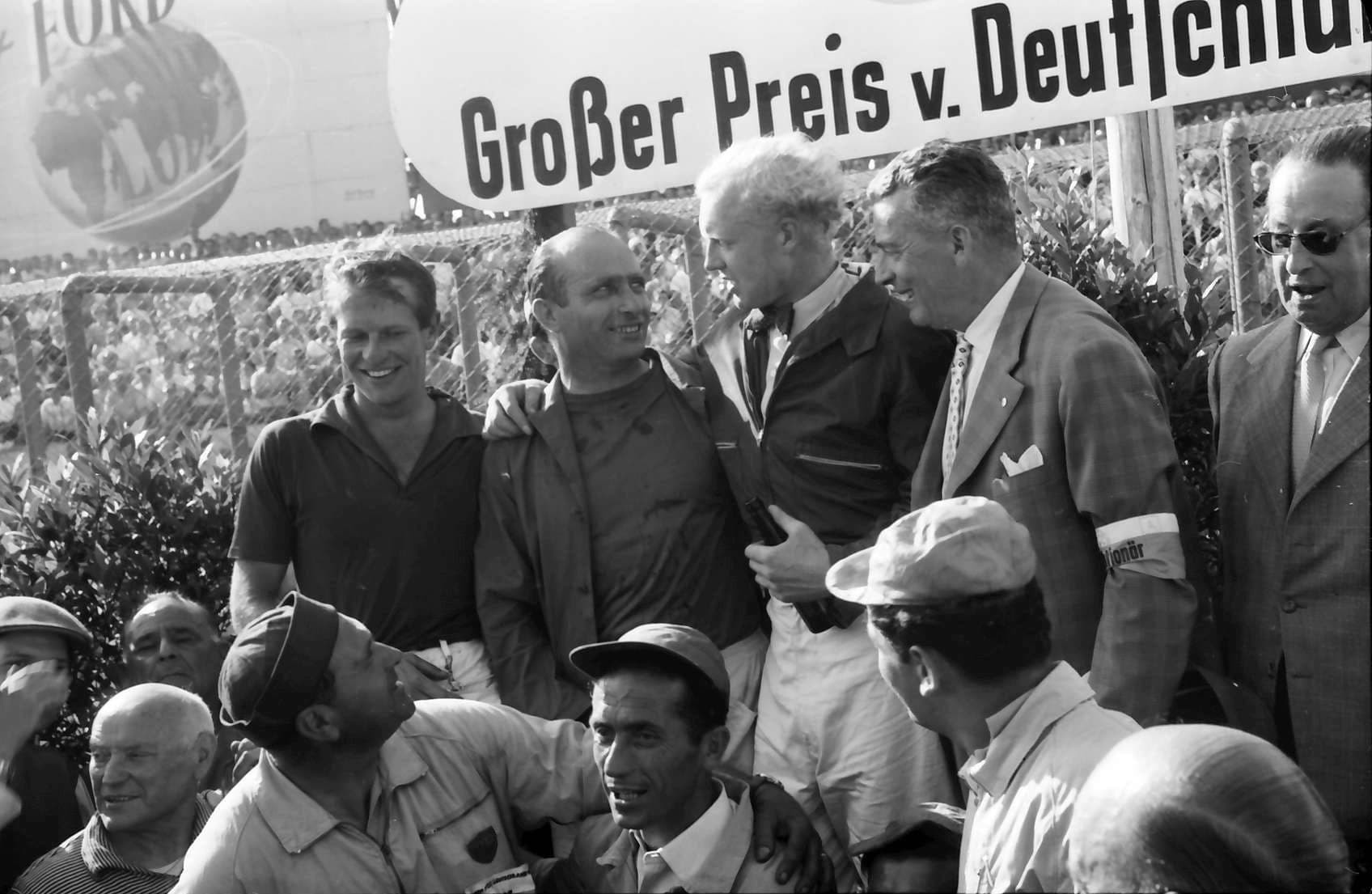 Historical Formula 1 photograph: Collins Fangio Hawthorn Nurburgring, 1957
