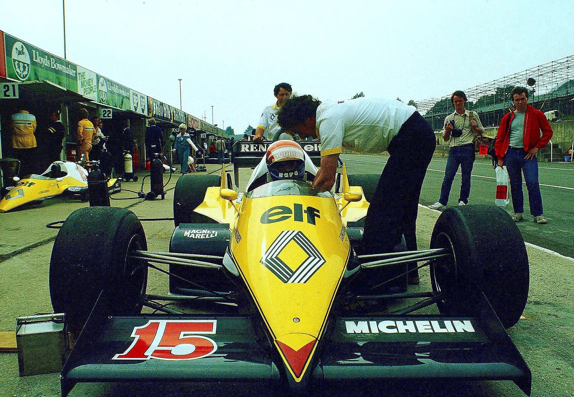 Historical Formula 1 photograph: Eddie Cheever Renault RE30 Tyre Testing Brands, 1983