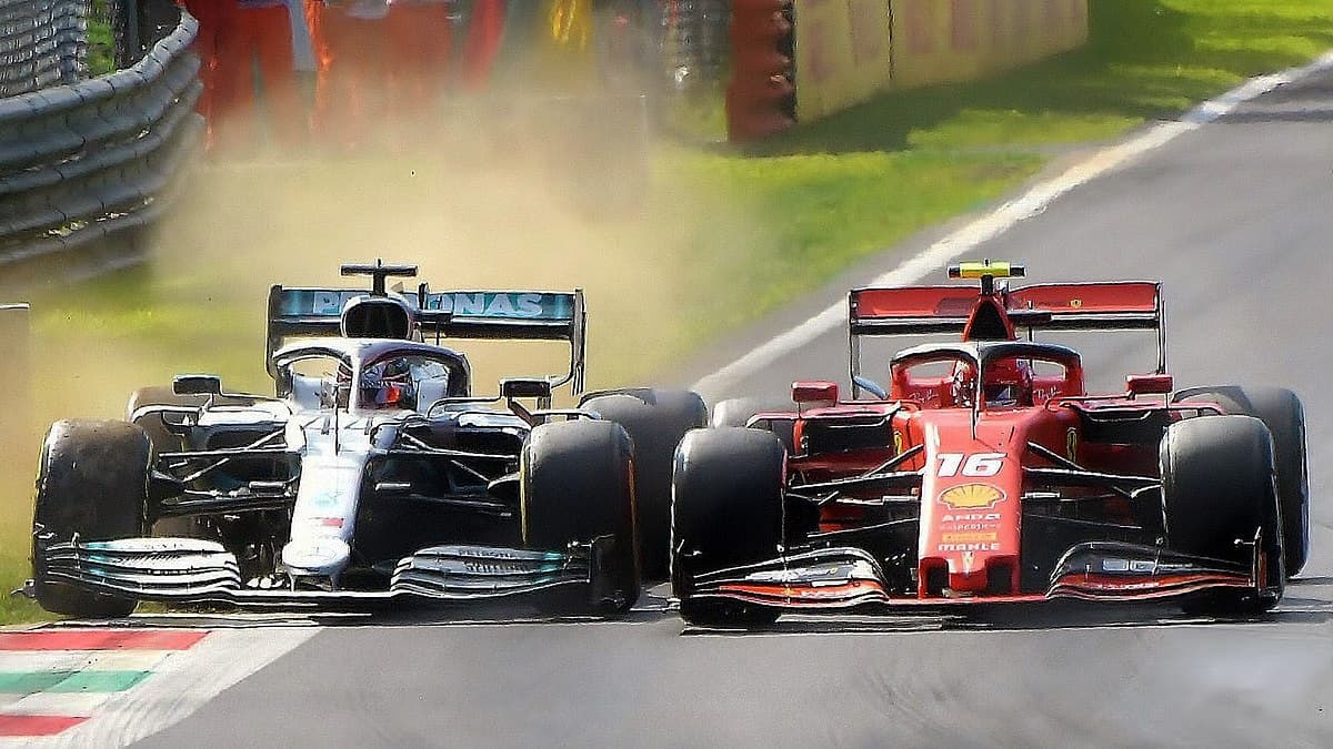 Historical Formula 1 photograph: Leclerc Hamilton, 2019