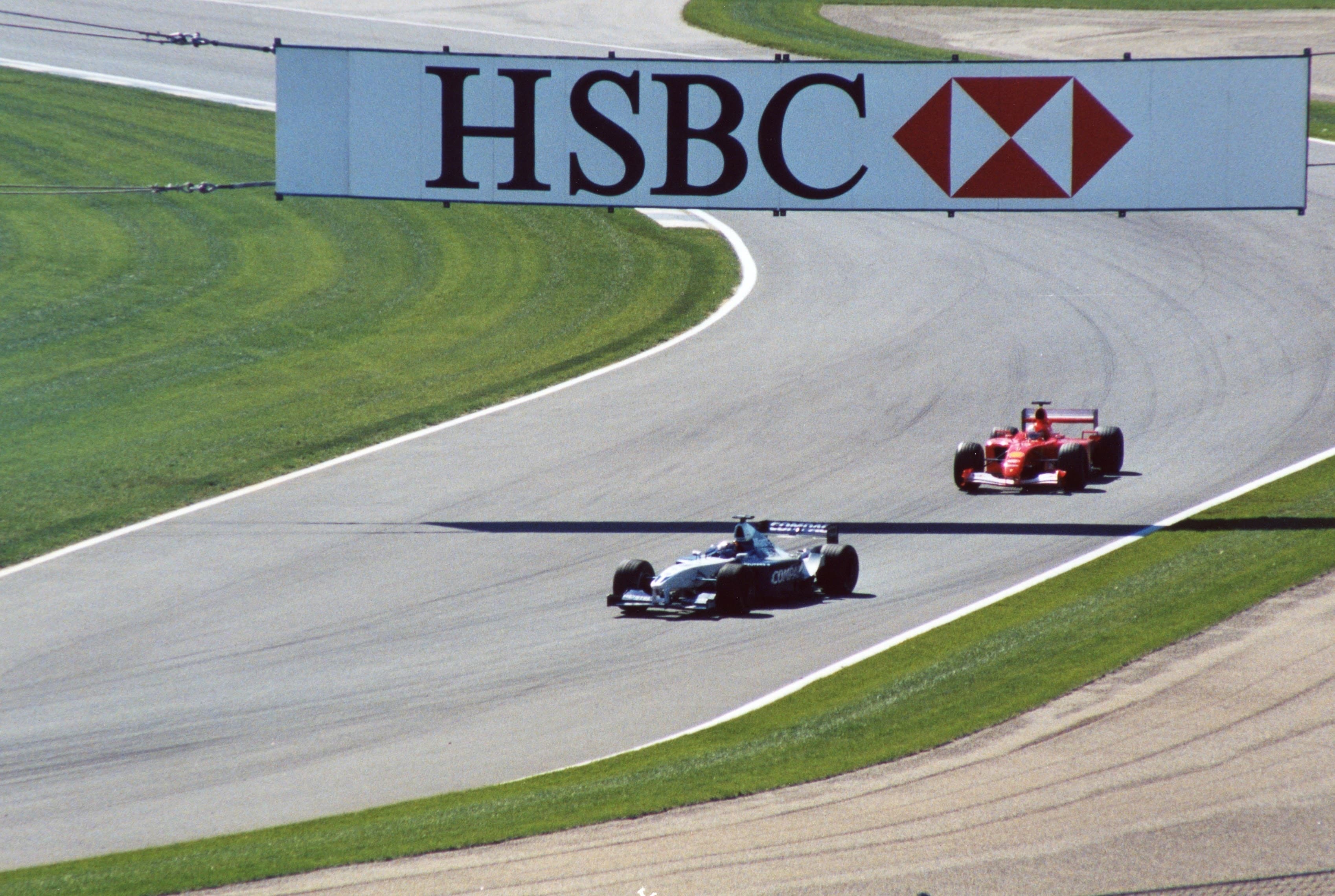 Historical Formula 1 photograph: Montoya Schumacher, 2001